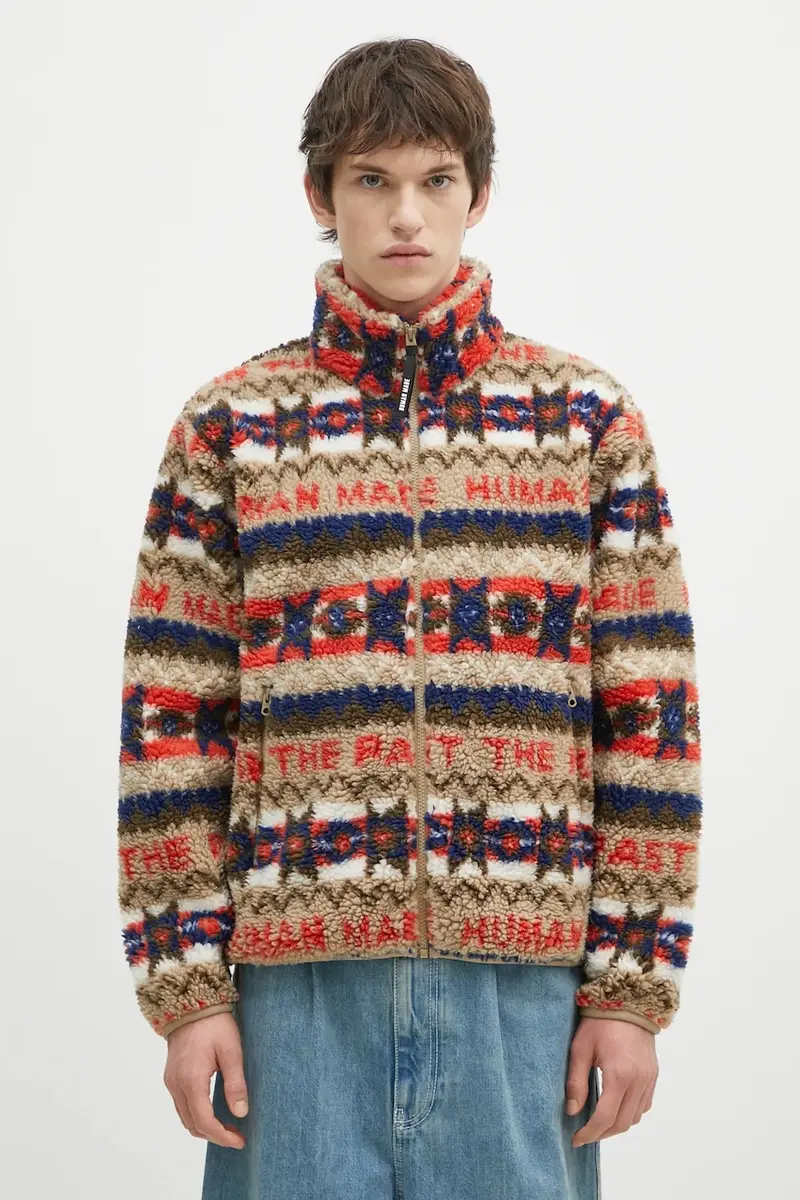 felpa in pile Nordic Fleece Jacket colore beige HM28JK039