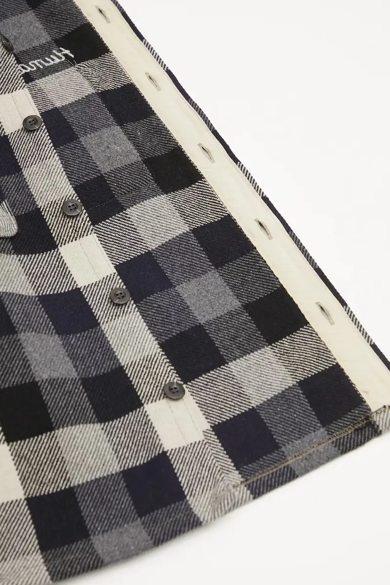 giacca camicia con aggiunta di cotone WOOL CHECK colore blu navy HM30SH013 miniatura 5