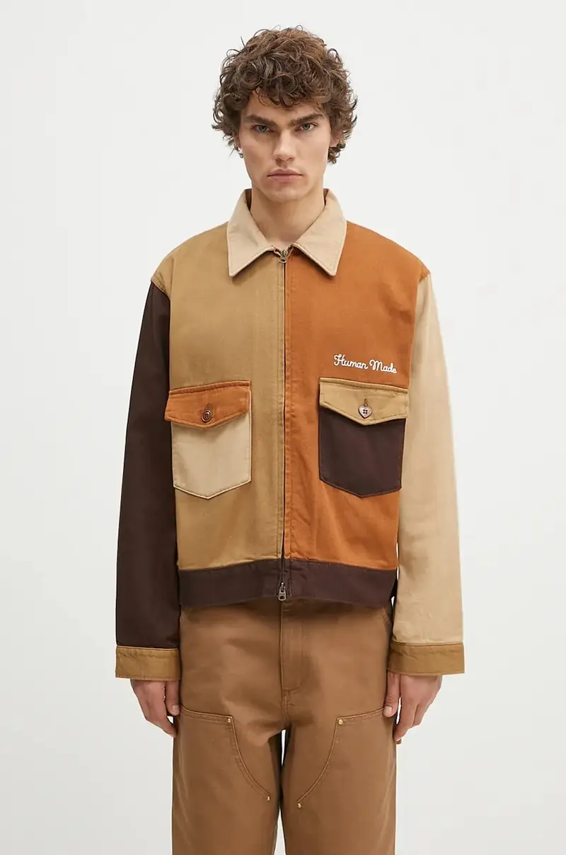 giacca-camicia di cotone Zip-Up Work Jacket colore marrone HM28JK012