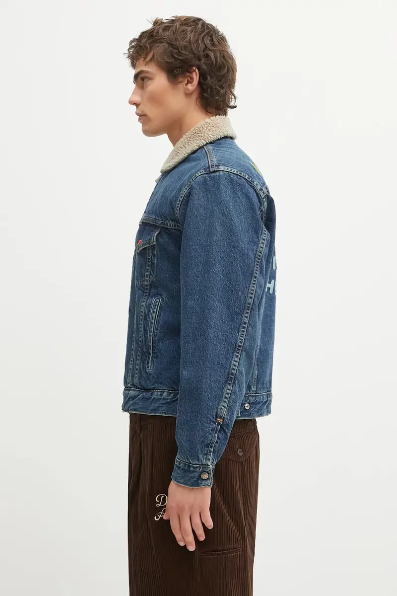 giacca di jeans in cotone BOA LINED colore blu HM30JK004 miniatura 2