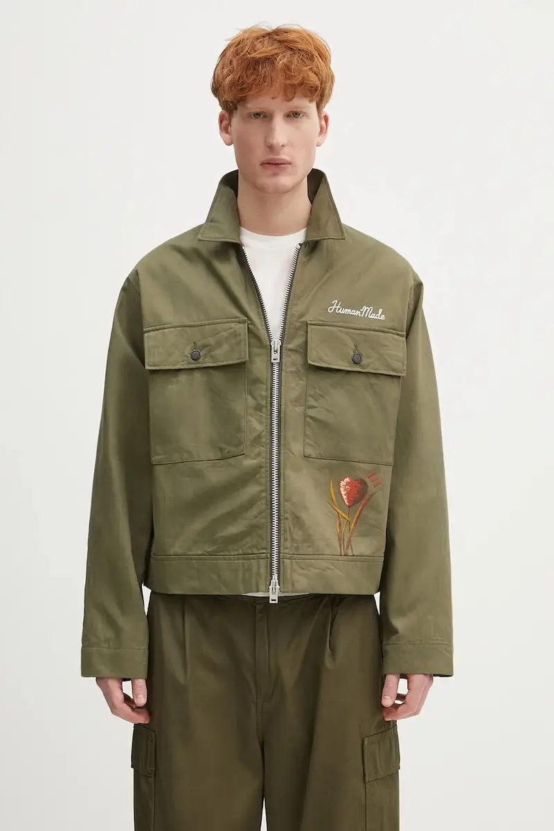 giacca in cotone Military Jacket colore verde HM29JK016