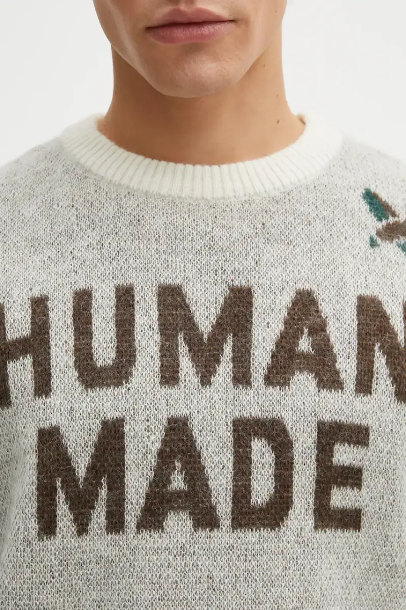 maglione con lana GRAPHIC colore bianco HM30CS014 miniatura 4