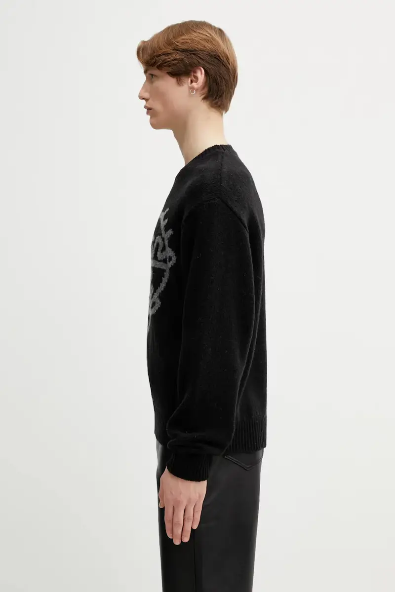 maglione con lana KNITTED SWEATER Nero miniatura 2