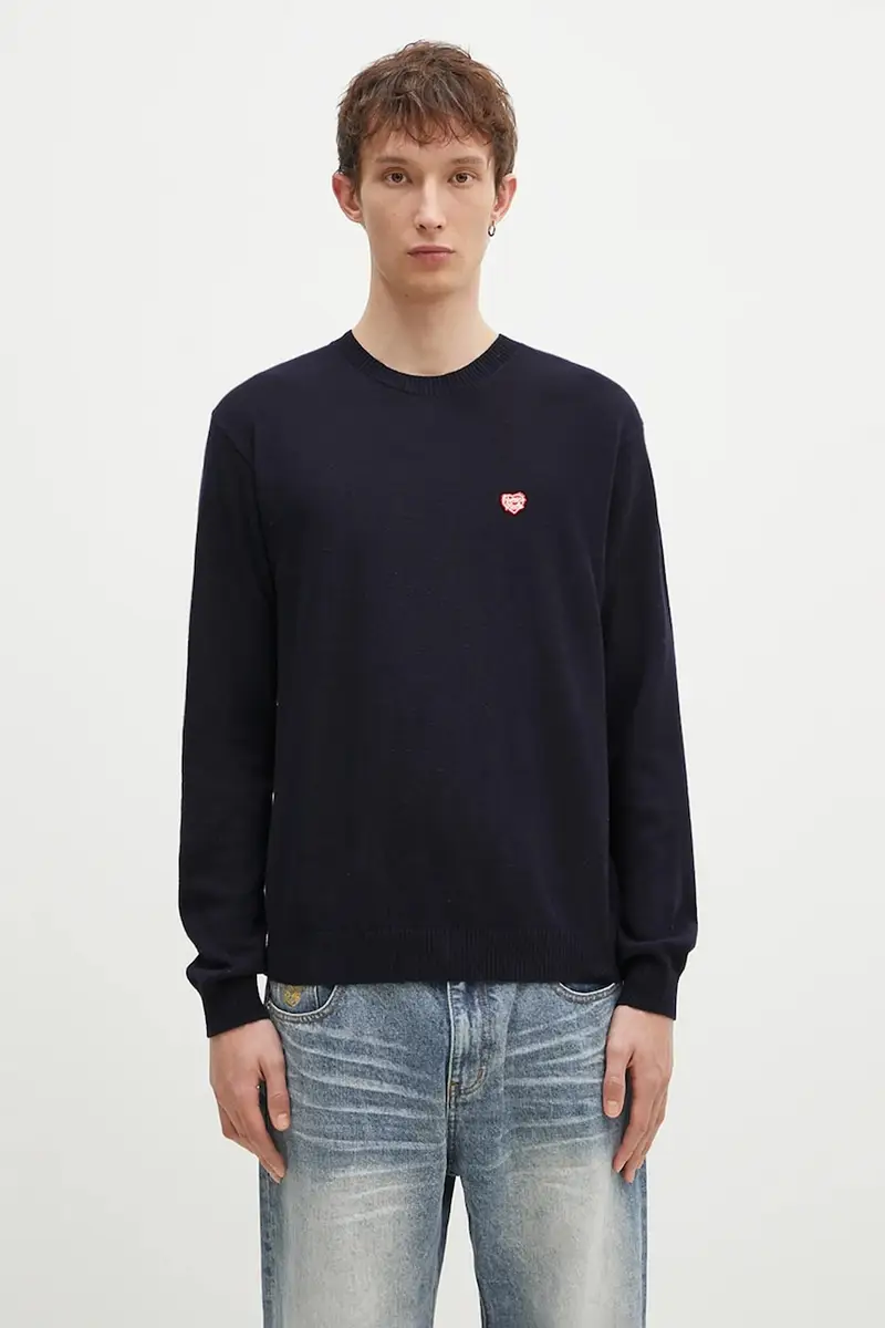 maglione in lana Heart Badge Knit uomo colore blu navy HM28CS047