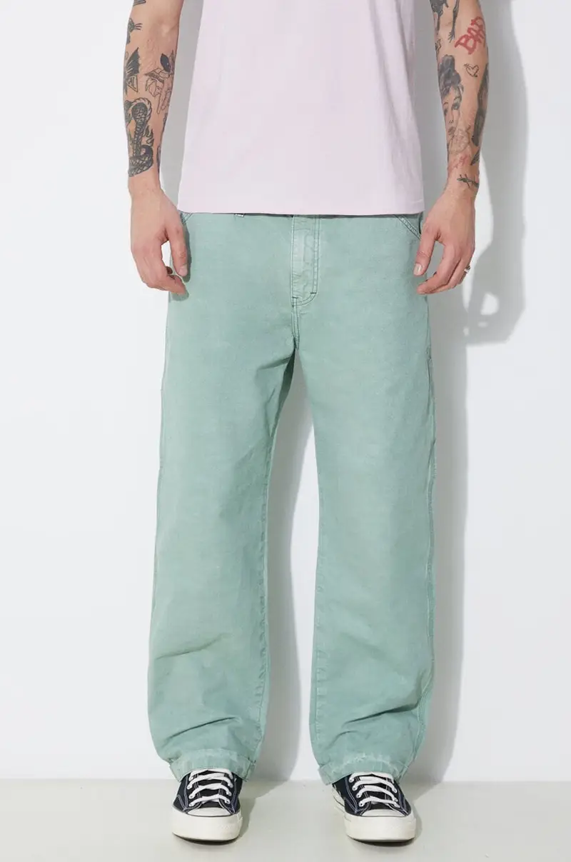 pantaloni in cotone Garment Dyed Painter Pants colore verde HM27PT008