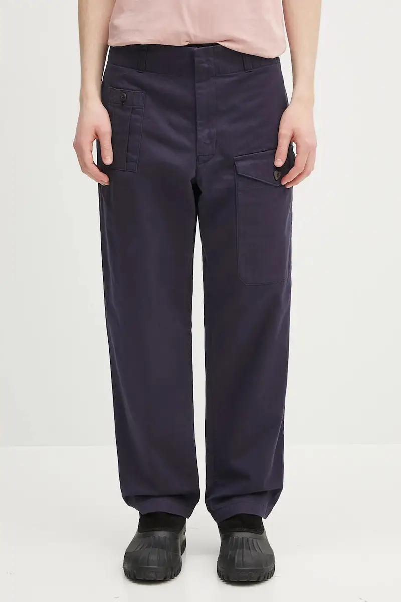 pantaloni in cotone Straight Cargo Pants colore blu navy HM29PT010