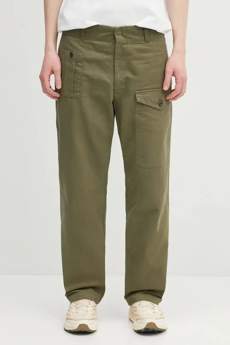 pantaloni in cotone Straight Cargo Pants colore verde HM29PT010