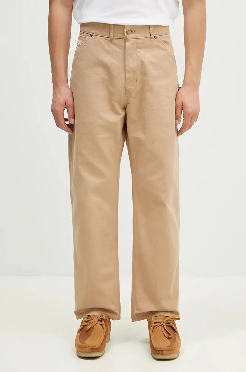 pantaloni in cotone Washed Duck Work Pants colore beige HM28PT011