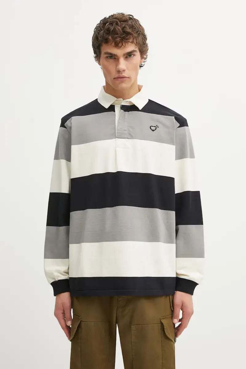 top a maniche lunghe in cotone RUGBY colore nero HM30CS006