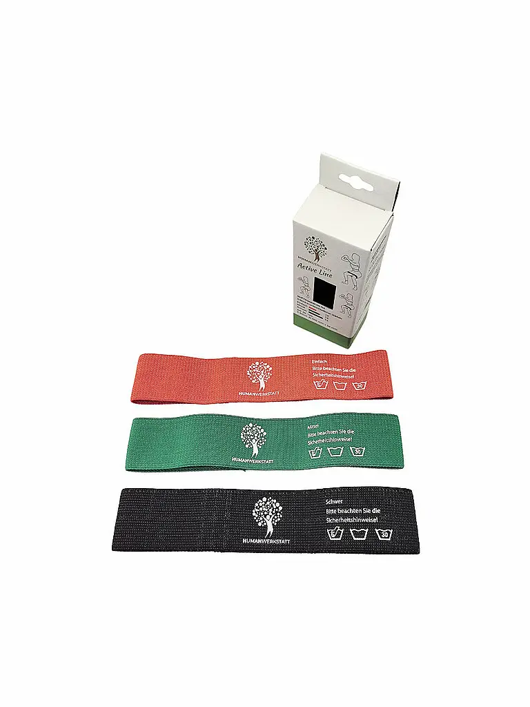 Set di 3 fasce elastiche in tessuto per allenamento multicolore