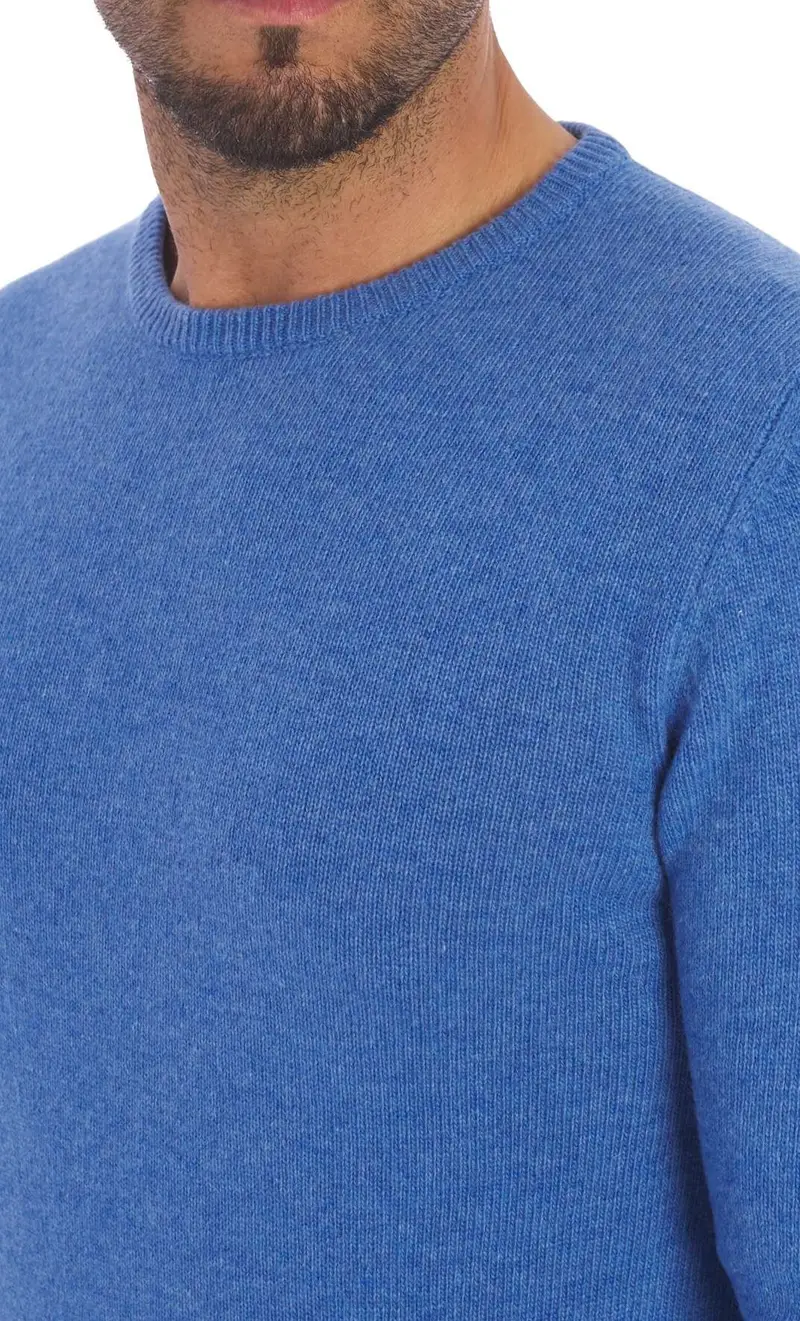 Maglia girocollo hunt gallery in lana merino, colore azzurro miniatura 2