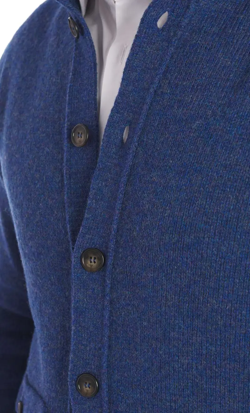 Maglia giubbotto hunt gallery in lana pura lana, colore bluette miniatura 2