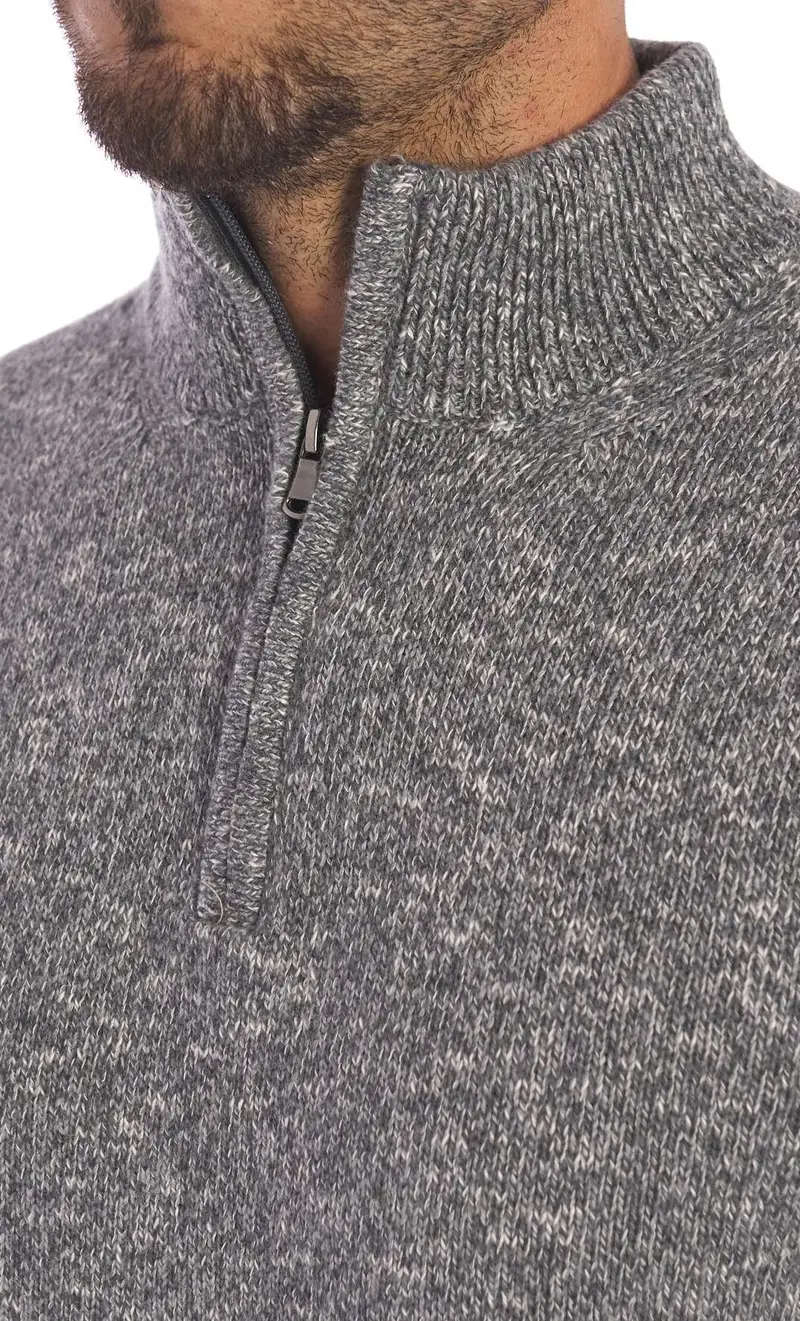 Maglia lupo zip hunt gallery moulinè, colore grigio miniatura 2