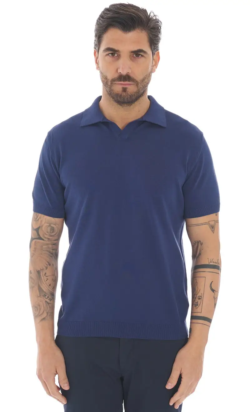 Polo hunt gallery in filo di cotone, colore blu