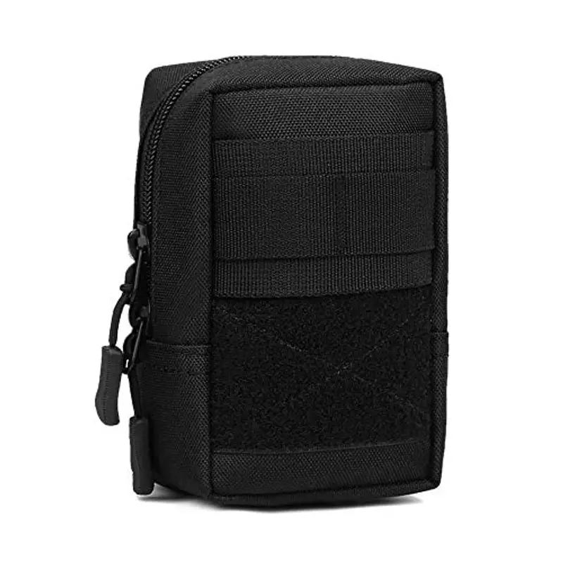 Huntvp® Borsa MOLLE Tattico Sacchetto Porta Cellulare Borsello Uomo Sportivo per Campeggio Alpinismo Escursionismo Ciclismo Viaggio Trekking Caccia (Nero)