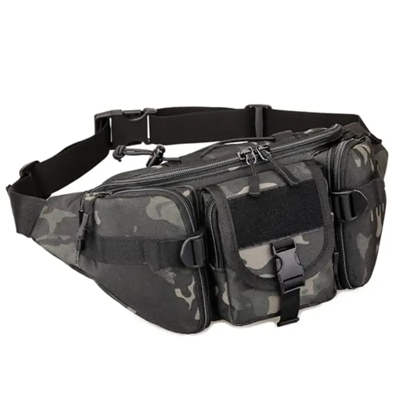 HUNTVP® Uomo Marsupio Tattico Sportivo Borsa Petto Militare per Campeggio Escursione Ciclismo Viaggio Trekking Outdoor, Camo