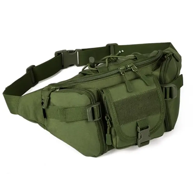 Huntvp Uomo Marsupio Tattico Sportivo Borsa Petto Militare per Campeggio Escursione Ciclismo Viaggio Trekking Outdoor (Verde)