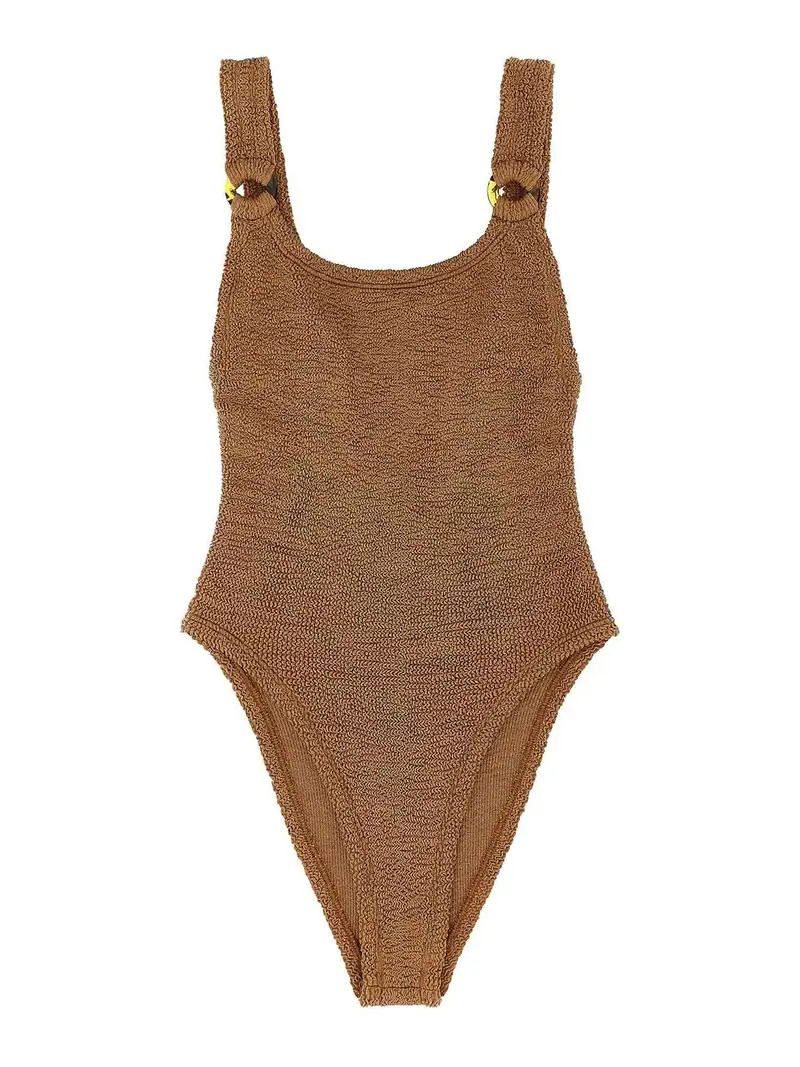 Domino One-Piece Swimsuit Beige