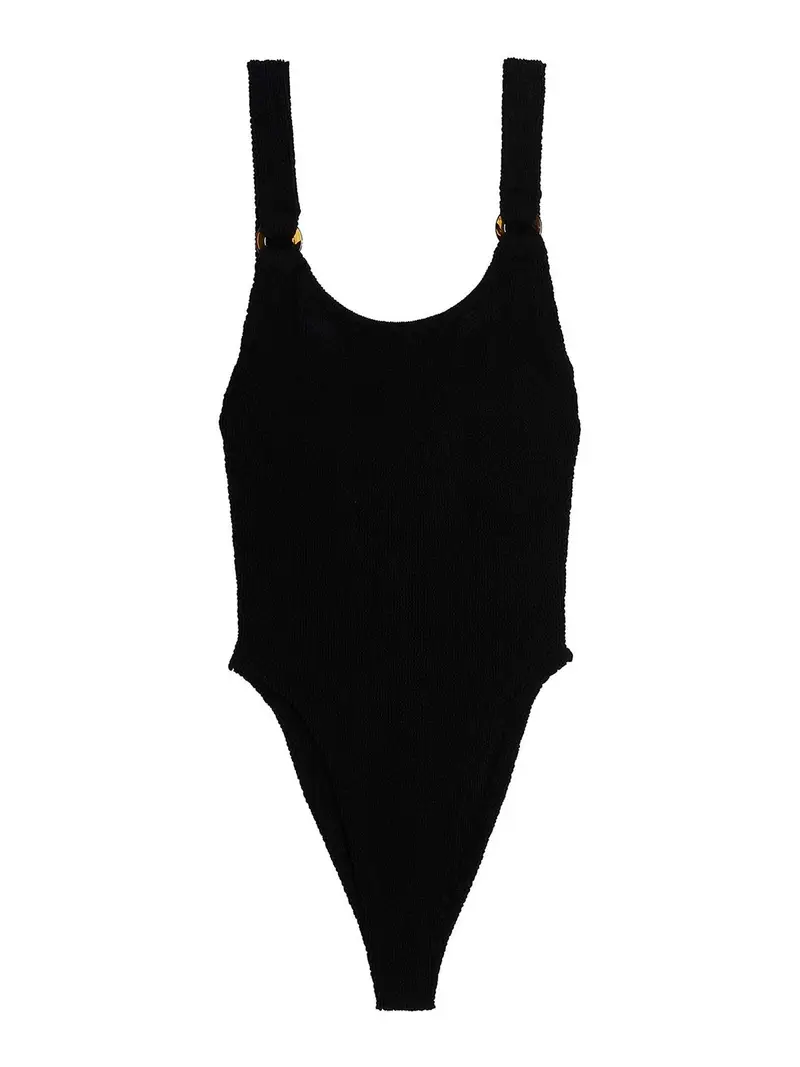 Domino One-Piece Swimsuit Nero