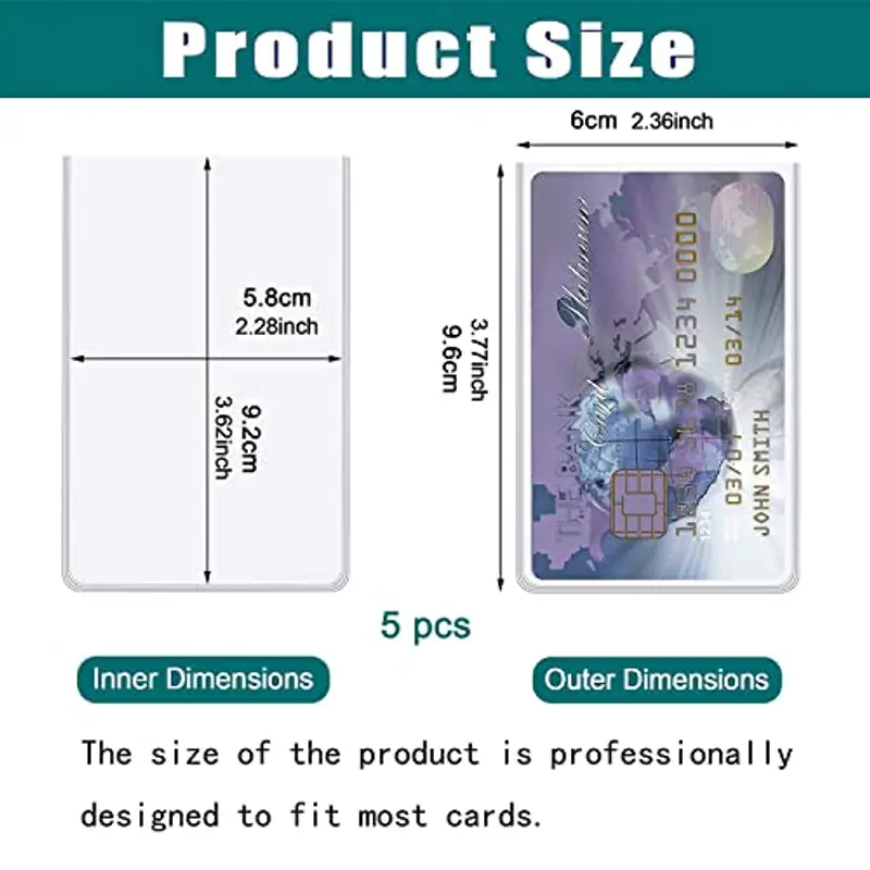 HuXuLoo Unisex Custodia per carte d'identità, set di 5, custodia protettiva trasparente per carte d'identità, carte di credito, patente di guida ecc., Spazioso miniatura 2