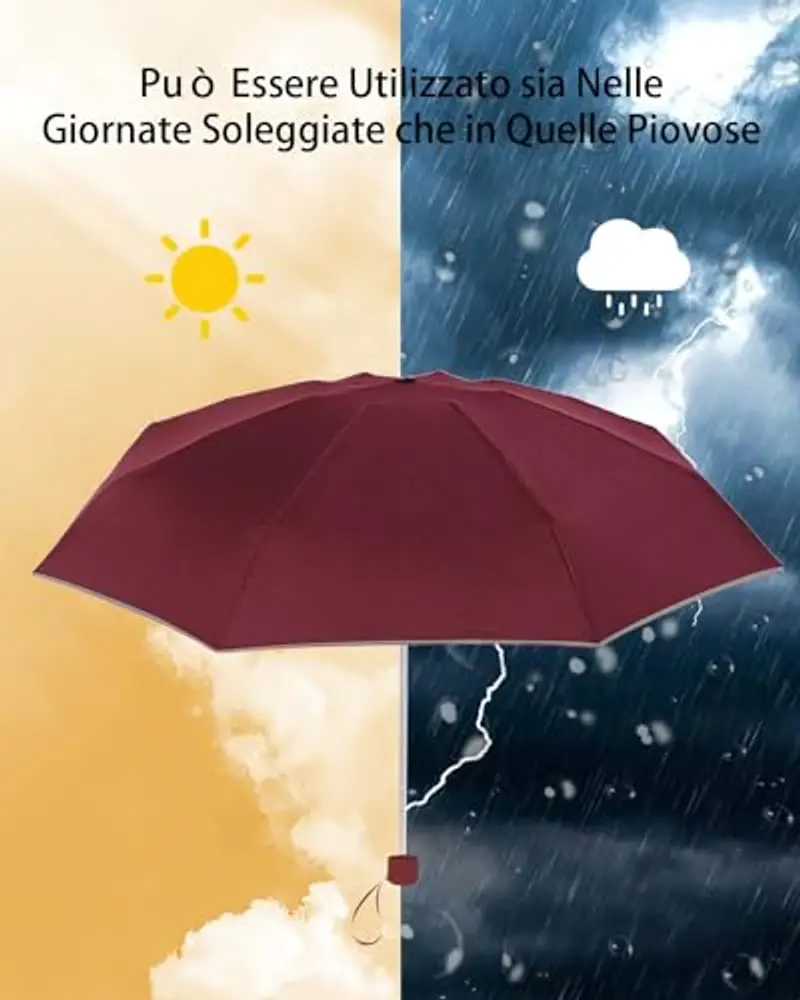 HW CASA Ombrello Piccolo Pieghevole, Ombrello da Borsa, Solo 18 Centimetri Mini Ombrello Tascabile, Ombrello Portatile miniatura 3