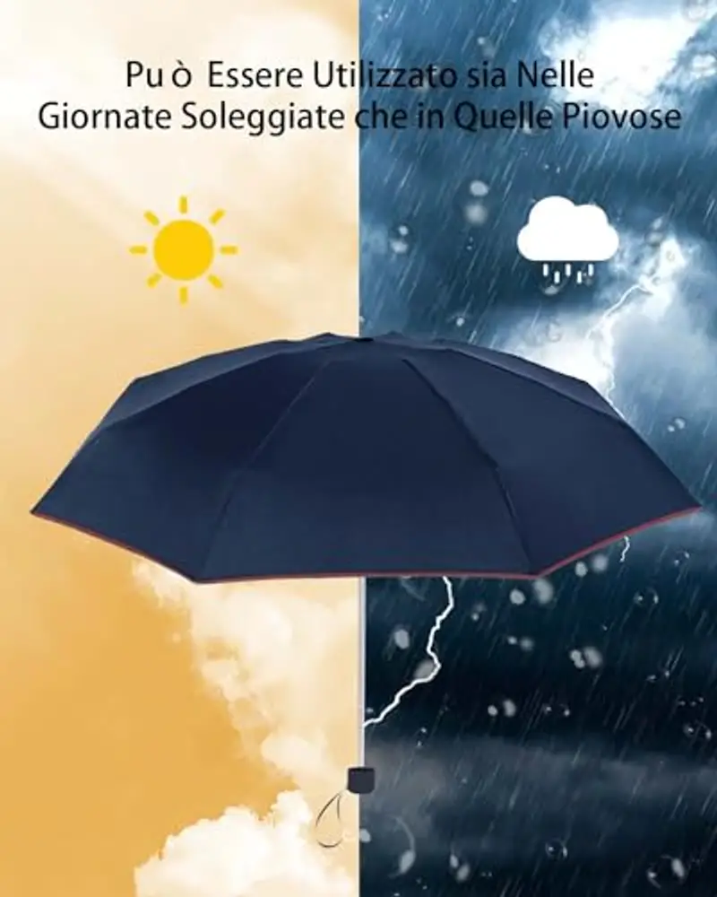 HW CASA Ombrello Piccolo Pieghevole, Ombrello da Borsa, Solo 18 Centimetri Mini Ombrello Tascabile, Ombrello Portatile miniatura 3