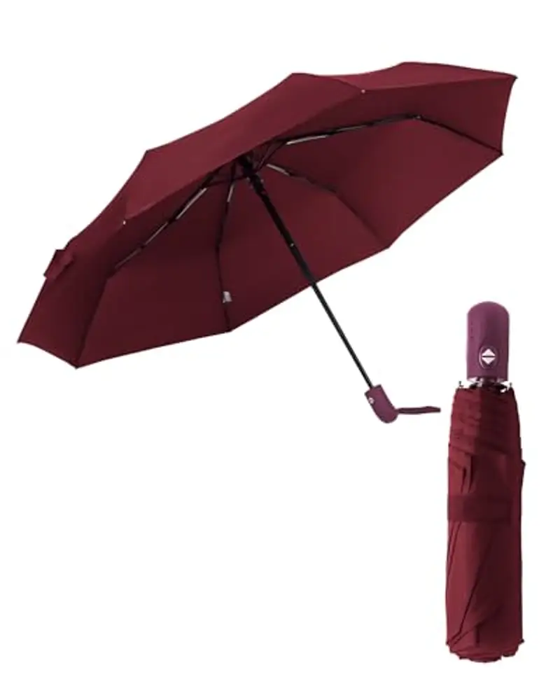 HW CASA Ombrello Pieghevole Antivento,105CM Ombrello Automatico,8 Stecche Rinforzo in Fibra di Vetro Ombrello Antivento Robusto,Compatto e Portatile Ombrello da Viaggio,Ombrello Uomo e Donna