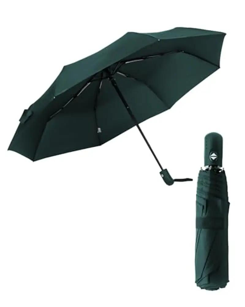 HW CASA Ombrello Pieghevole Antivento,105CM Ombrello Automatico,8 Stecche Rinforzo in Fibra di Vetro Ombrello Antivento Robusto,Compatto e Portatile Ombrello da Viaggio,Ombrello Uomo e Donna