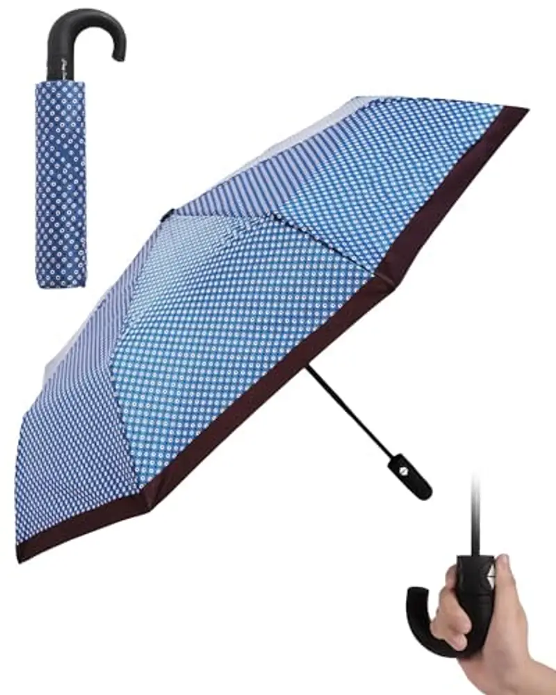 HW CASA Ombrello Pieghevole Automatico con Diametro di Apertura di 105cm,Ombrello Grande,8 Stecche Rinforzo in Fibra di