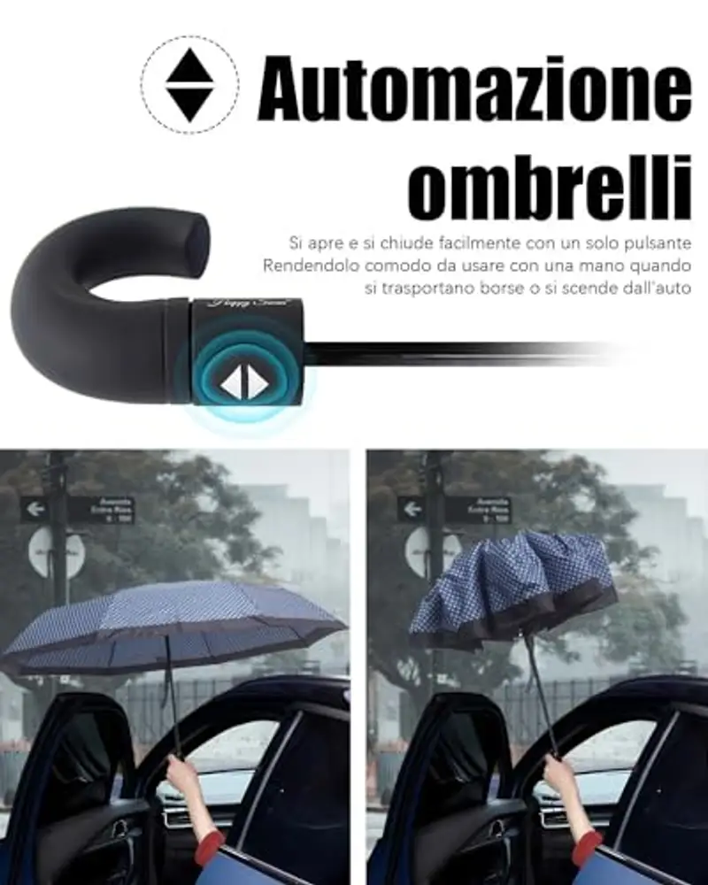 HW CASA Ombrello Pieghevole Automatico con Diametro di Apertura di 105cm, Ombrello Grande, 8 Stecche Rinforzo in Fibra di miniatura 2