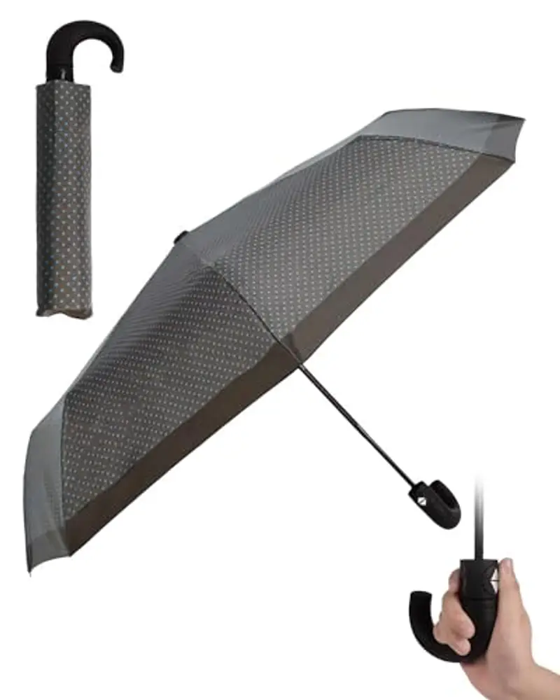 HW CASA Ombrello Pieghevole Automatico con Diametro di Apertura di 105cm,Ombrello Grande,8 Stecche Rinforzo in Fibra di