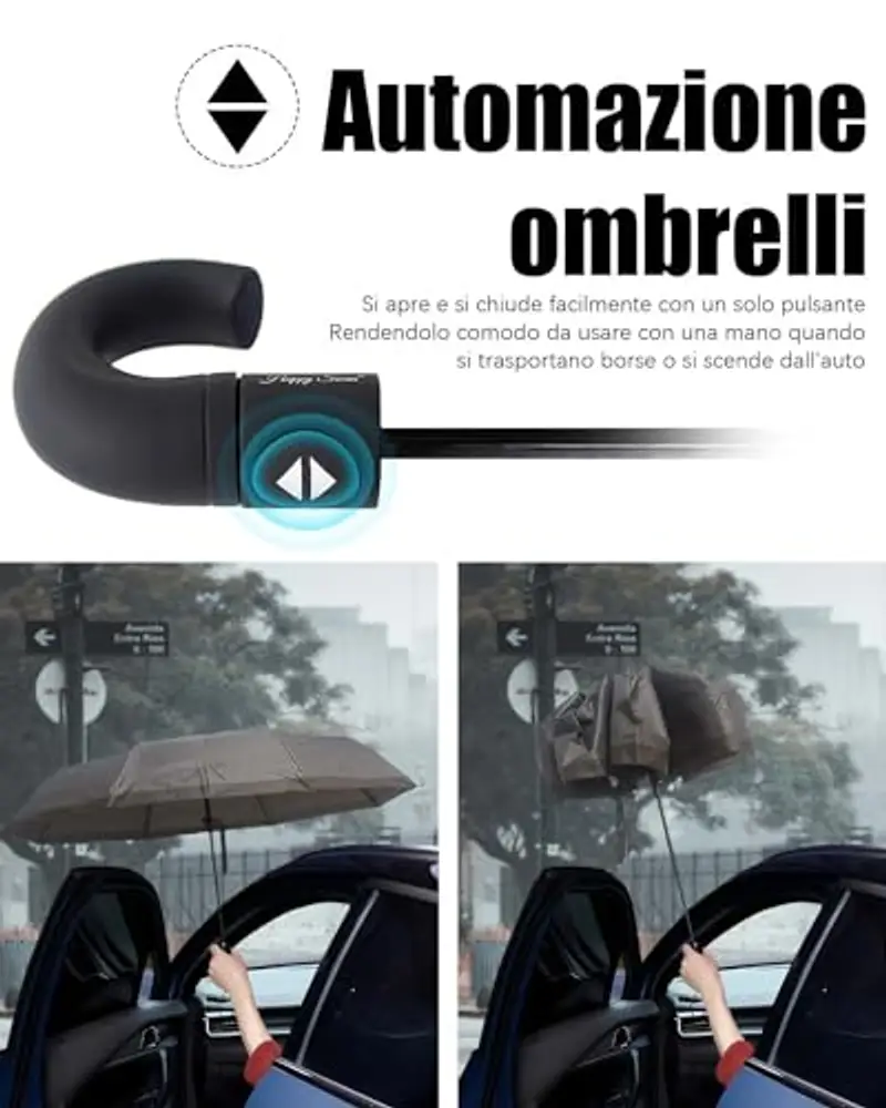 HW CASA Ombrello Pieghevole Automatico con Diametro di Apertura di 105cm, Ombrello Grande, 8 Stecche Rinforzo in Fibra di miniatura 2