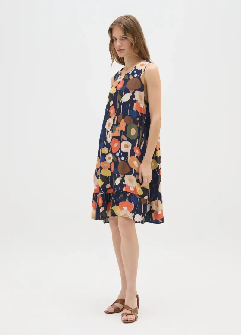 Abito Multicolor Regular Fit Con Fiori, Donna, Multicolor miniatura 2