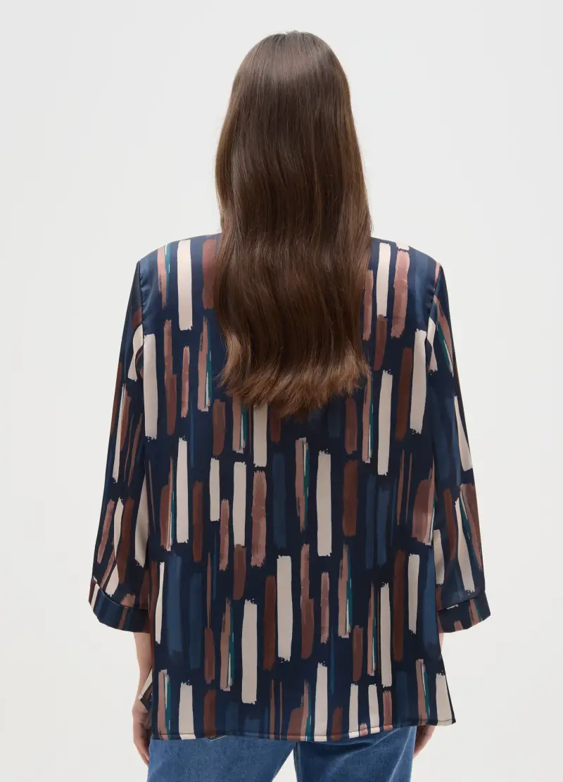 Blusa A Maniche Lunghe Con Fantasia Multicolor Regular Fit, Donna, Multicolor miniatura 3