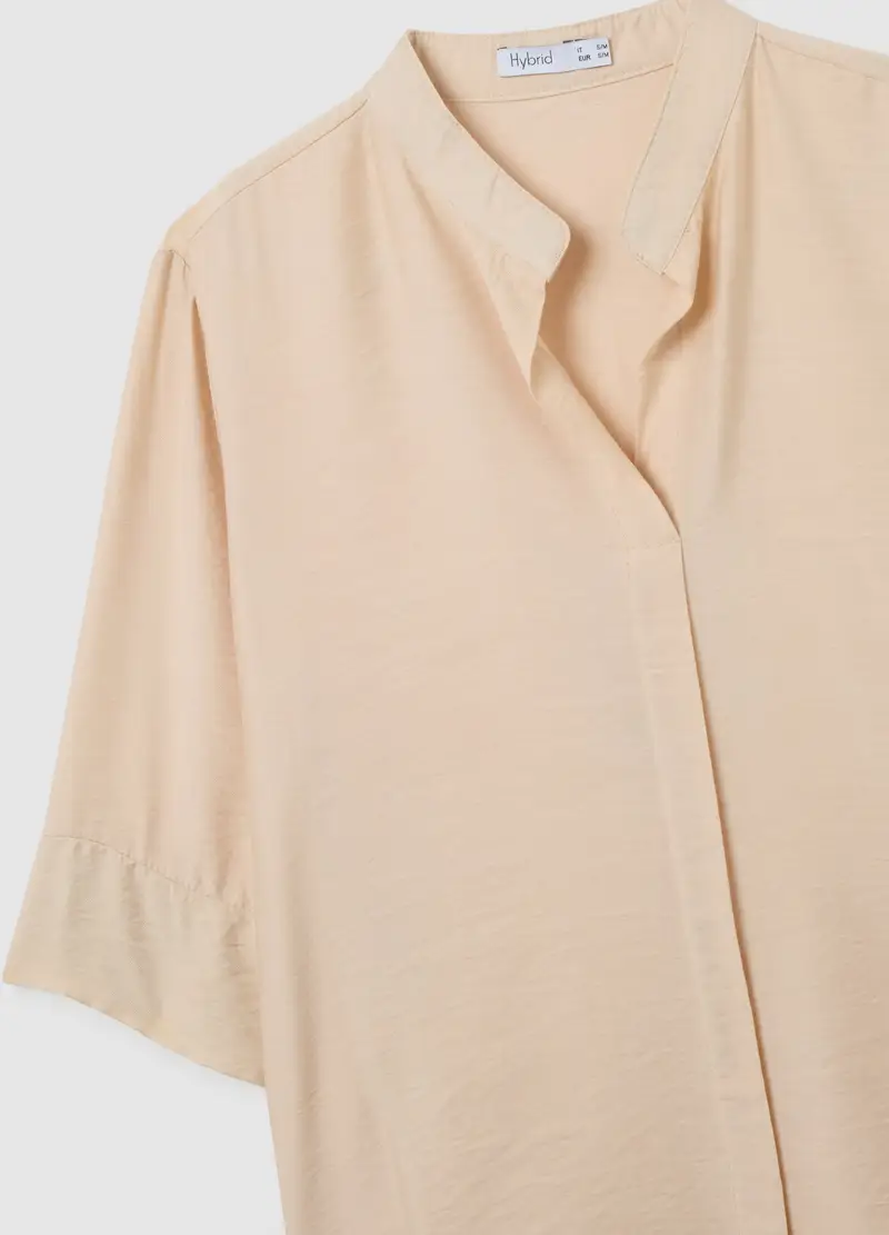 Blusa Beige Con Scollo A V E Maniche Ampie, Donna, Beige miniatura 2