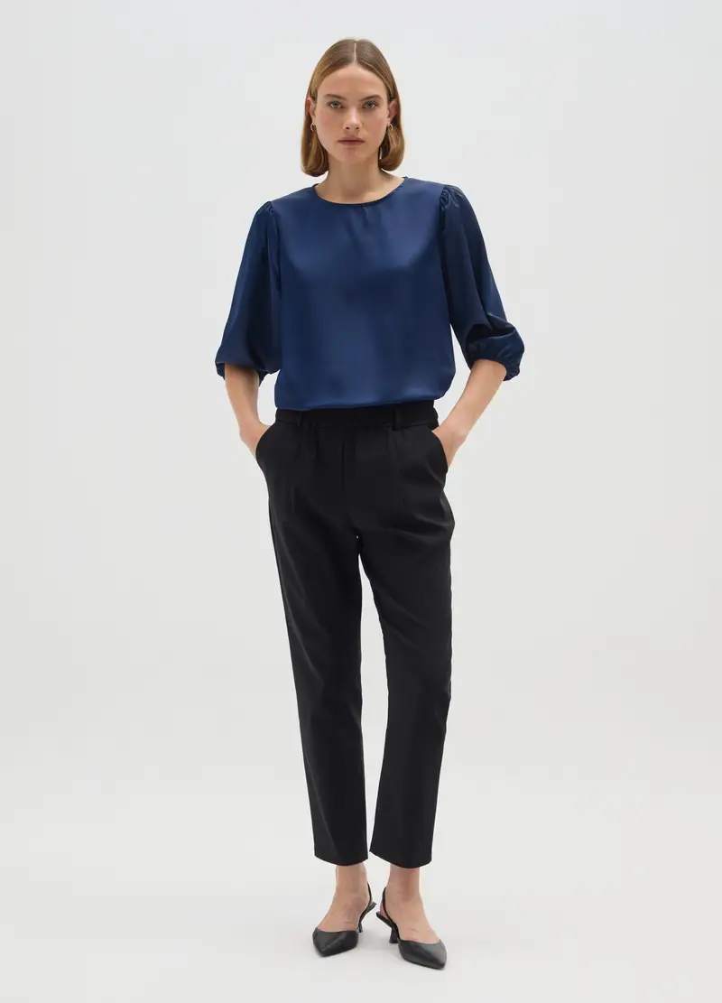 Blusa Blu A Maniche Lunghe Regular Fit, Donna, Blu