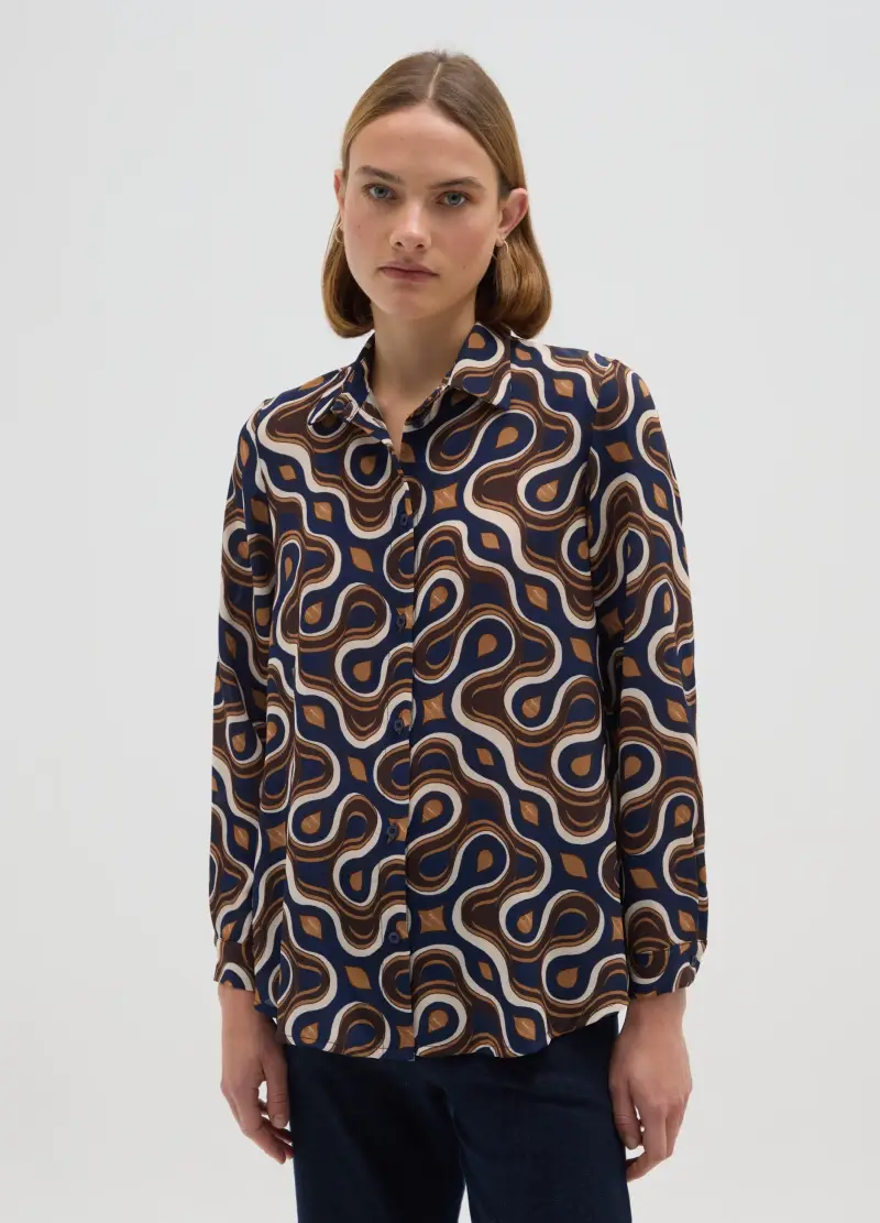 Blusa Con Fantasia Multicolor Regular Fit, Donna, Multicolor miniatura 2