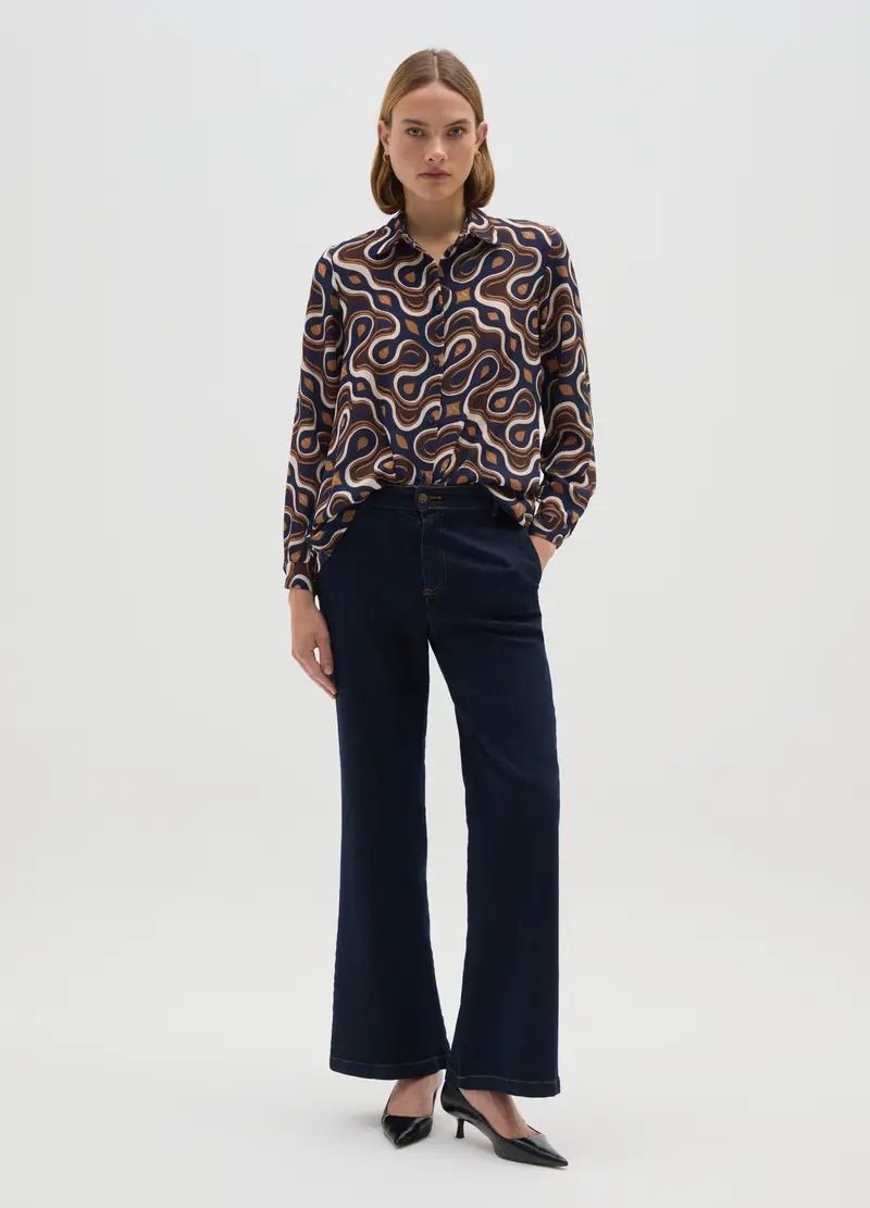 Blusa Con Fantasia Multicolor Regular Fit, Donna, Multicolor