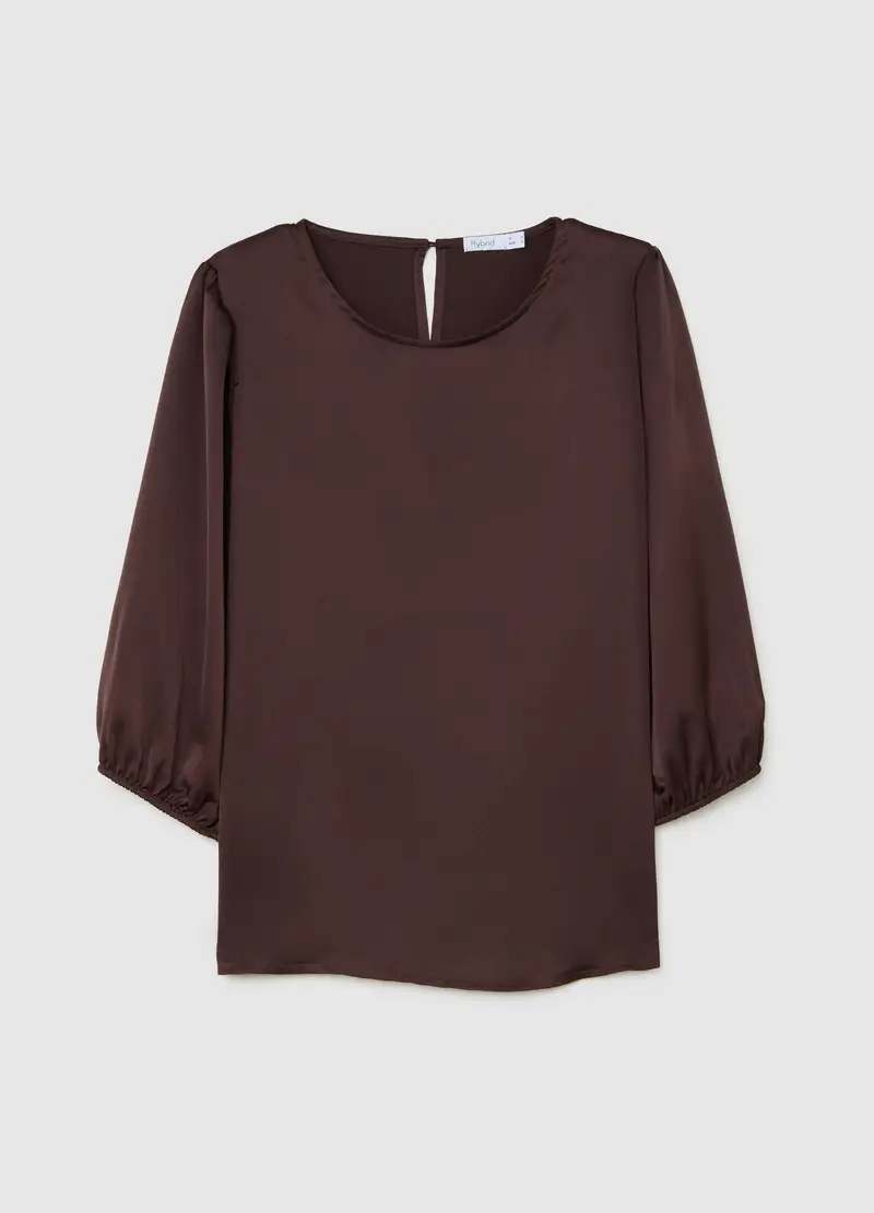 Blusa Marrone A Maniche Lunghe Regular Fit, Donna, Marrone