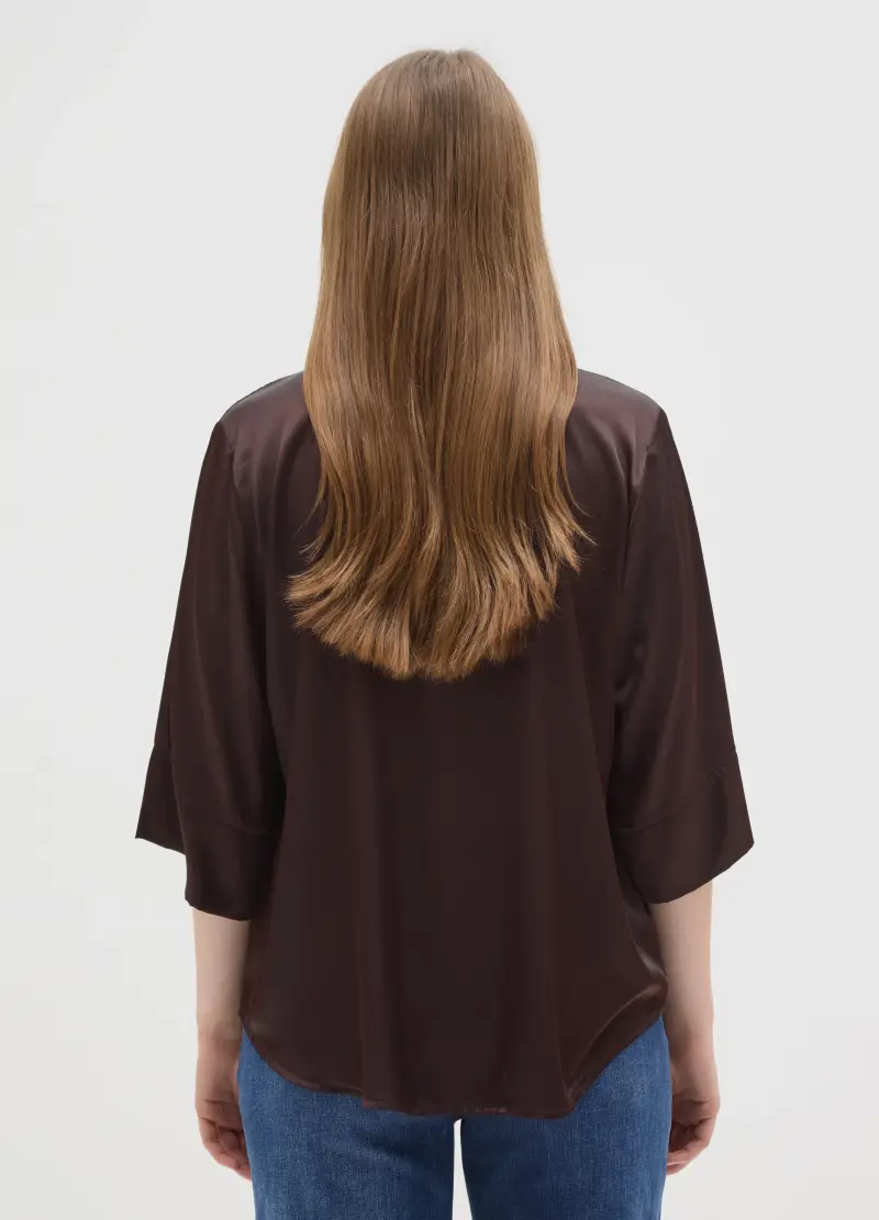 Blusa Marrone Regular Fit, Donna, Marrone miniatura 3