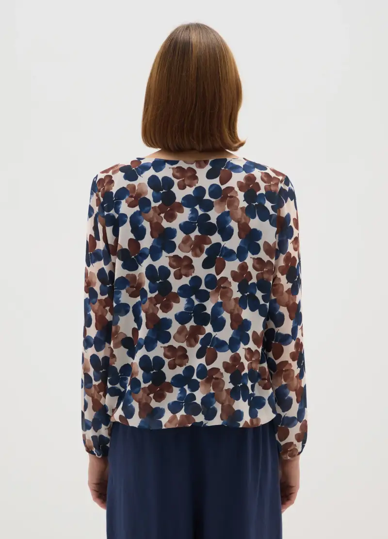 Blusa Multicolor Regular Fit Con Fiori, Donna, Multicolor miniatura 3