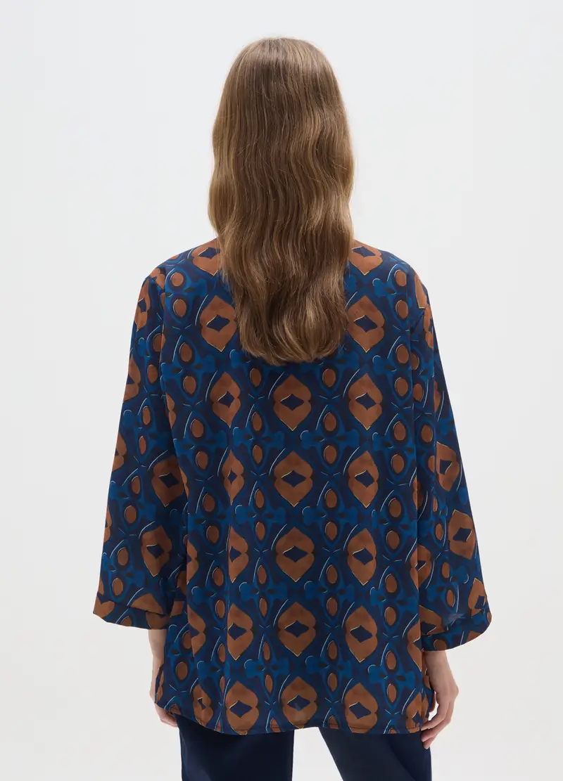 Blusa Multicolor Regular Fit Scollo A V, Donna, Multicolor miniatura 3