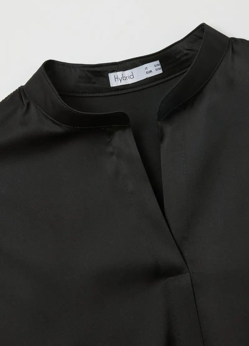 Blusa Nera Regular Fit, Donna, Nero miniatura 2