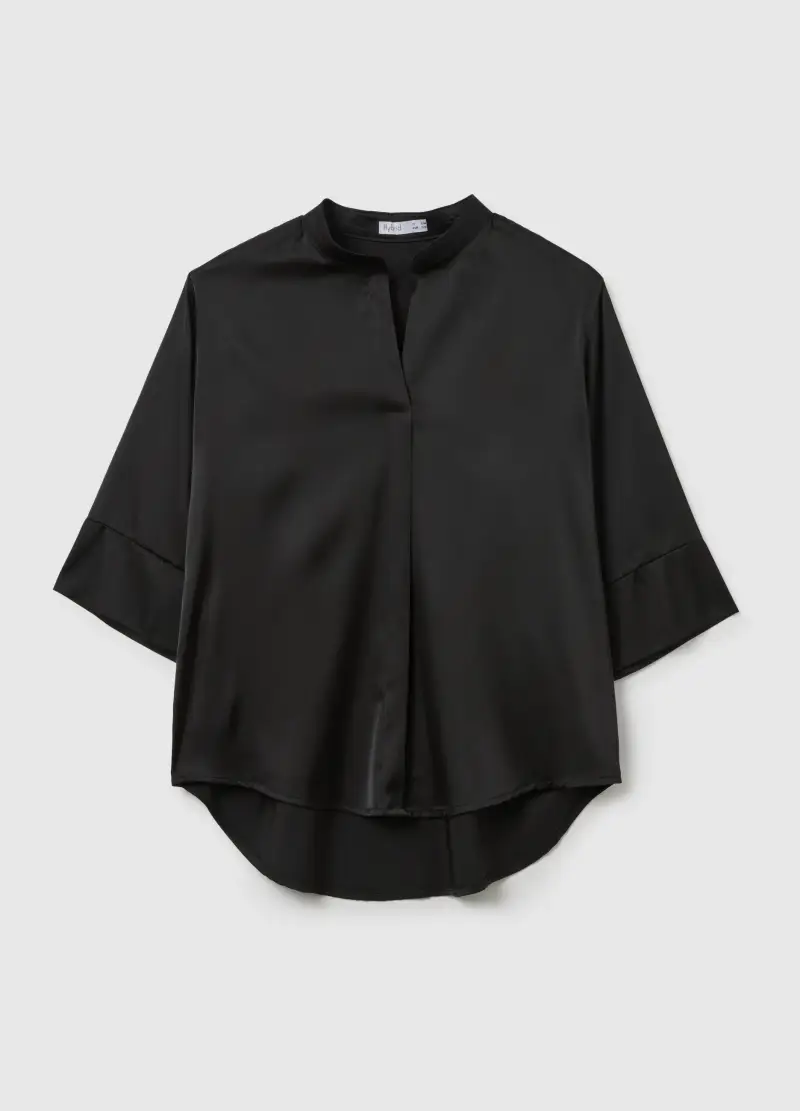 Blusa Nera Regular Fit, Donna, Nero