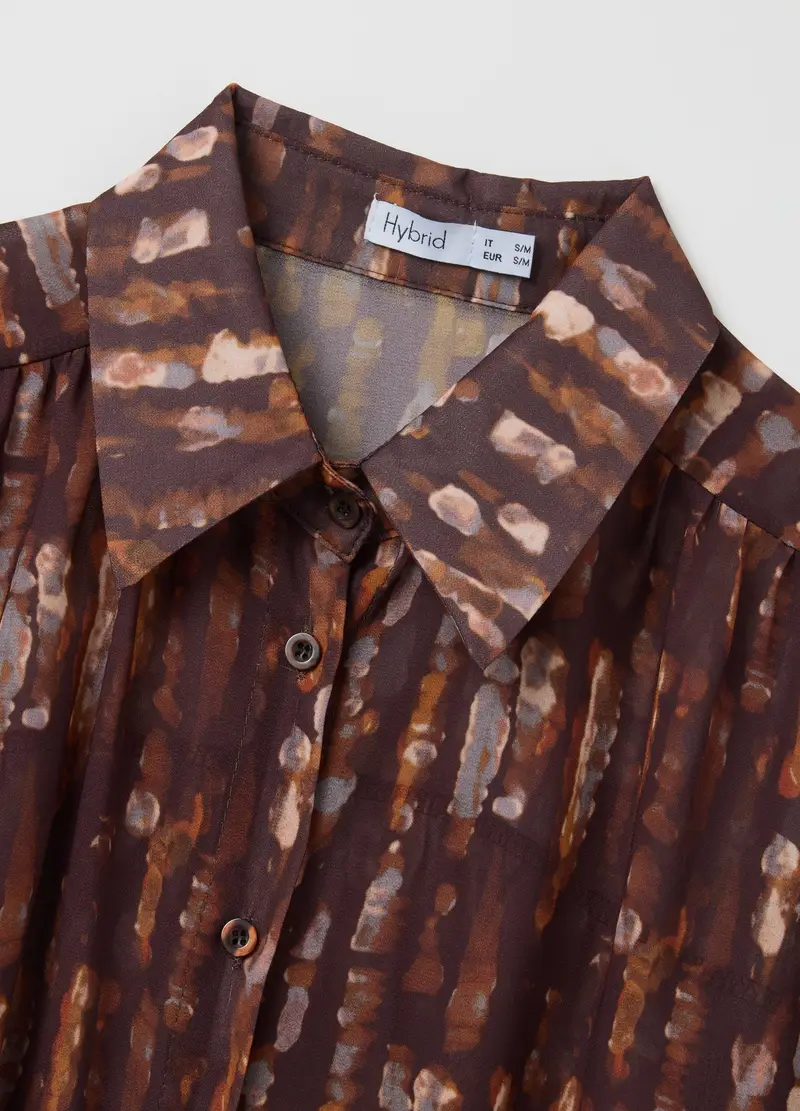 Camicia A Maniche Lunghe Multicolor In Jersey Regular Fit Con Fantasia, Donna, Multicolor miniatura 2