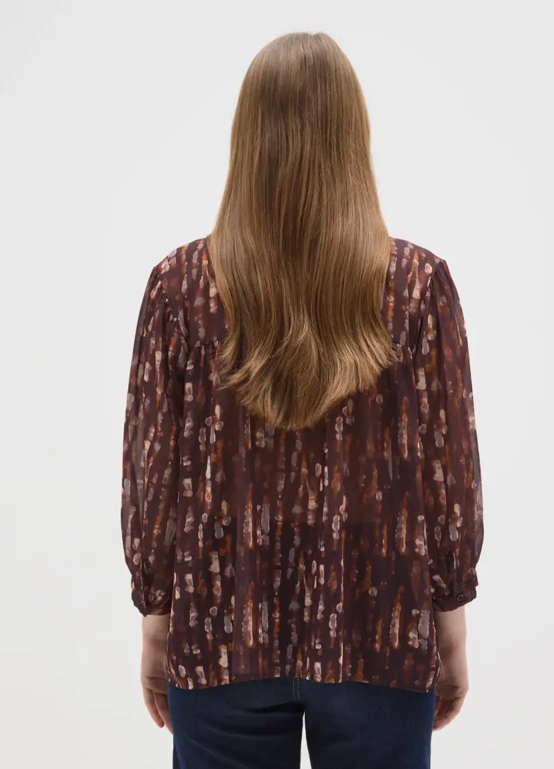 Camicia A Maniche Lunghe Multicolor In Jersey Regular Fit Con Fantasia, Donna, Multicolor miniatura 3