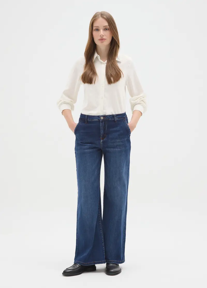 Camicia Bianca Regular Fit Con Glitter, Donna, Bianco miniatura 2