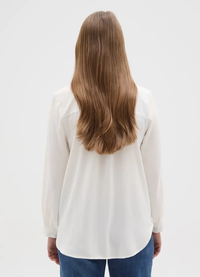 Camicia Bianca Regular Fit Con Glitter, Donna, Bianco miniatura 3