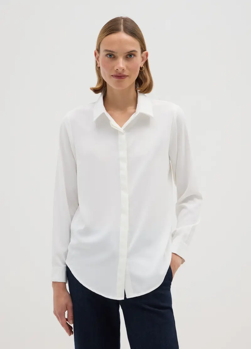 Camicia Bianca Regular Fit, Donna, Bianco miniatura 2