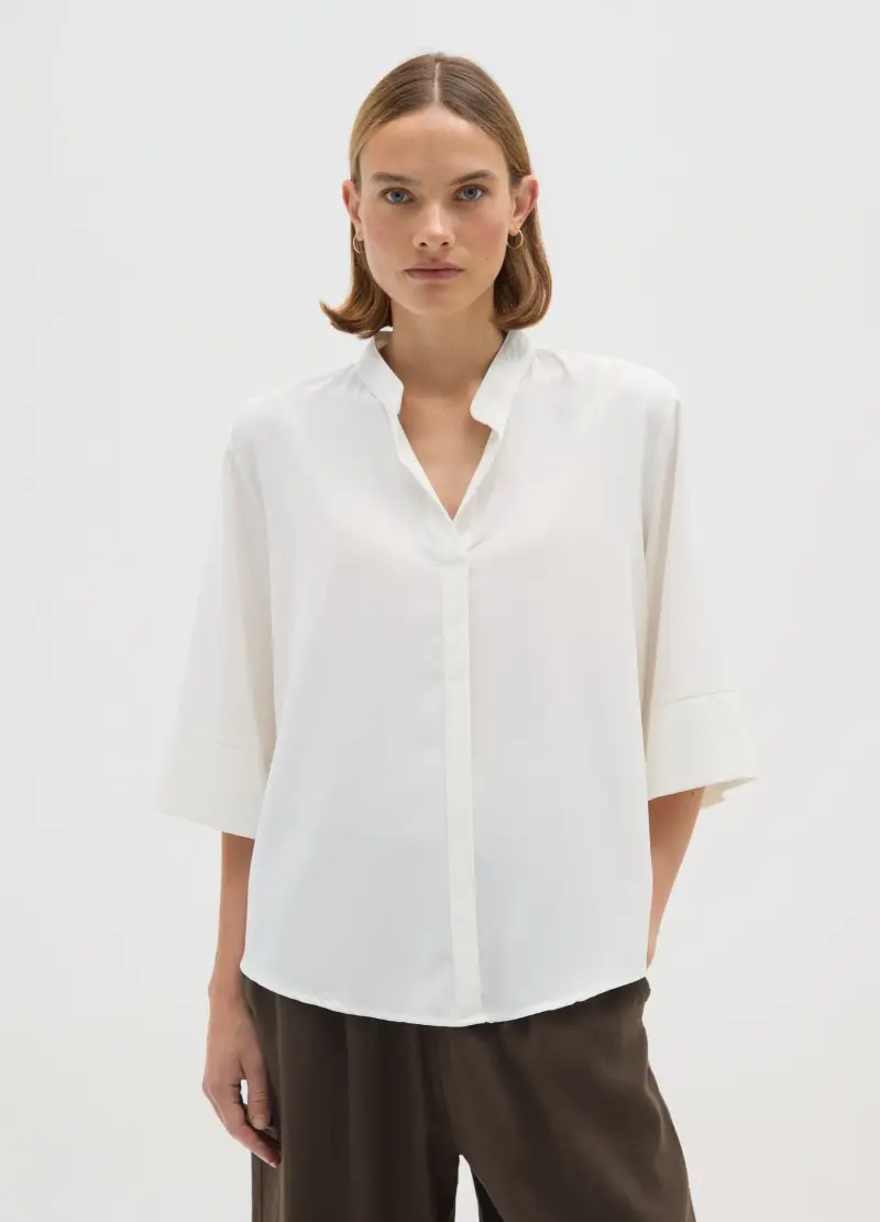 Camicia In Puro Cotone Bianca Regular Fit, Donna, Bianco miniatura 2